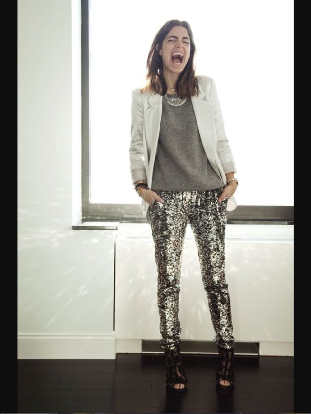 Calypso St. Barth silver sequin pant